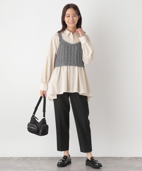 GLOBAL WORK ベスト ジレ シアーシャツワンピース＊ビスチェSET