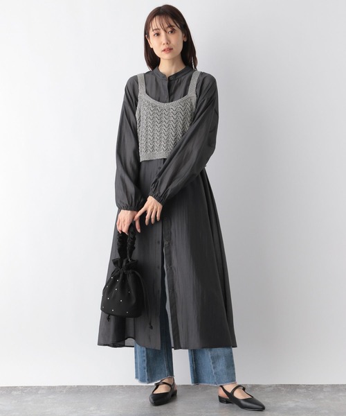 ゴルチエ ベストドッキング シアードレスシャツ GLOBAL WORK ベスト ジレ シアーシャツワンピース＊ビスチェSET