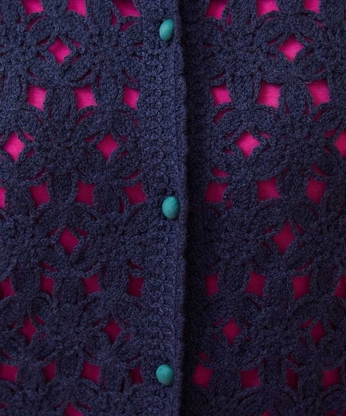 Jocomomola / ホコモモラ Varios dulces かぎ針風フラワー刺繍カーディガン ホコモモラ Jocomomola Varios dulces かぎ針風フラワー刺繍