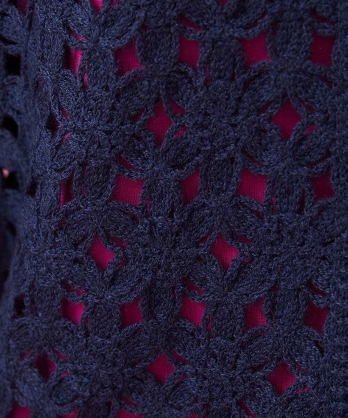 Jocomomola カーディガン Varios dulces かぎ針風フラワー刺繍