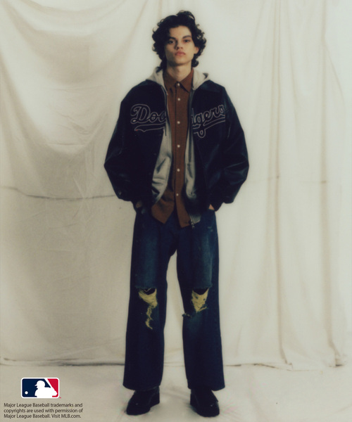 未使用 ジョンブル エンブロイダリー ブルゾン M 黒 Johnbull レーヨン メンズ MLB ブルゾン アウター 「MLB COLLECTION BY JUN」エンブロイダリー