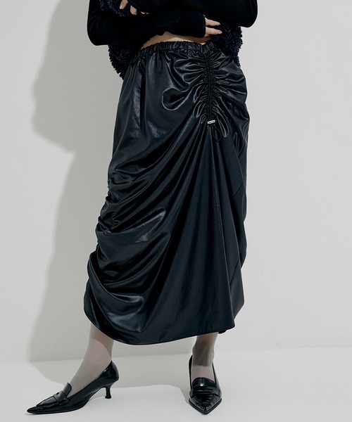 SORIN（ソリン） スカート Leather Like Satin Random Drape Skirt
