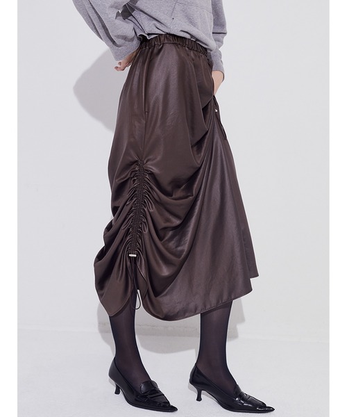 SORIN（ソリン） スカート Leather Like Satin Random Drape Skirt
