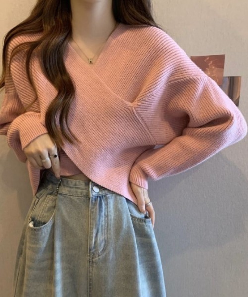 deux amour ニット セーター カシュクールVニットプルオーバー