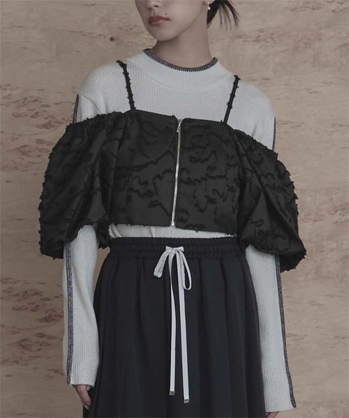 miette（ミエット） tシャツ フリンジジャガードオフショルビスチェ