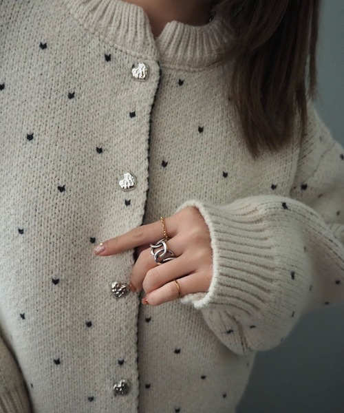 カーディガン small heart pattern knit cardigan  /ハート柄 ニット カーディガン レディース カーディガン small heart pattern knit cardigan /ハート柄