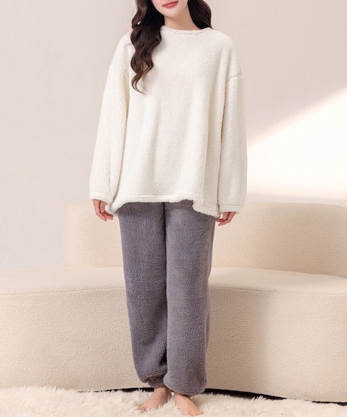 DAY CLOSET パジャマ ルームウェア レディース 長袖淡色バイカラー