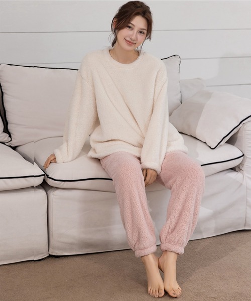 DAY CLOSET パジャマ ルームウェア レディース 長袖淡色バイカラー