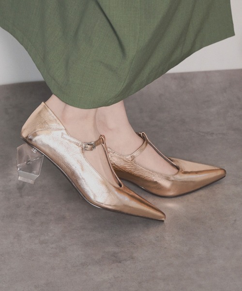 NICAL パンプス 「本革」「NICAL」クリアヒールTストラップパンプス