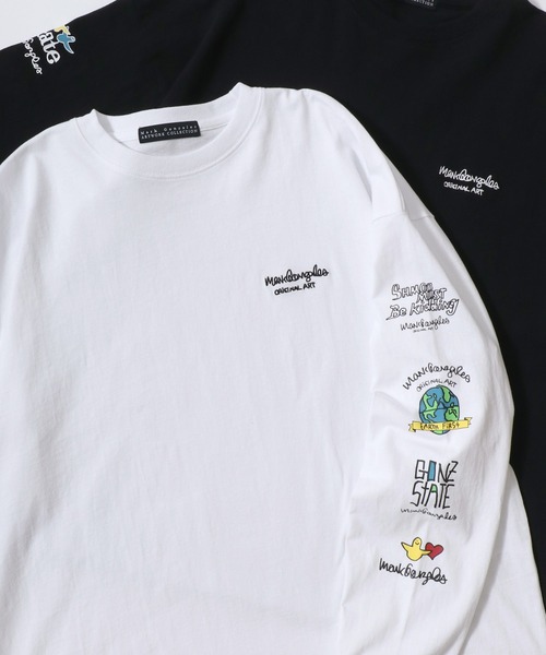 tシャツ 2025AW MARK GONZALES/マークゴンザレス オーバーサイズ ワンポイント刺繍 袖プリント バックプリント ロングスリーブTシ | Mark Gonzales | 03
