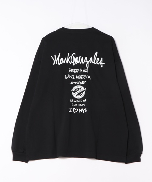 tシャツ 2025AW MARK GONZALES/マークゴンザレス オーバーサイズ ワンポイント刺繍 袖プリント バックプリント ロングスリーブTシ | Mark Gonzales | 31