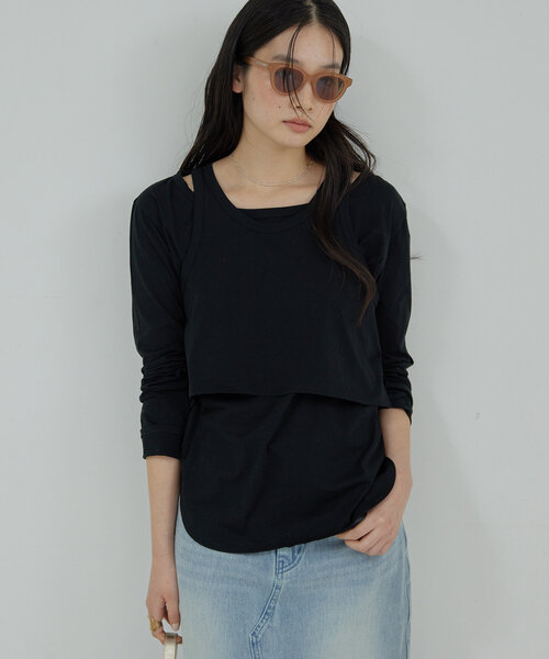 tシャツ レイヤードカットソー レディース