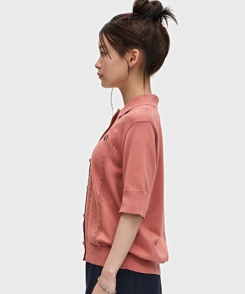 ポロシャツ ポロ Overdyed Polo Sweater/オーバーダイショートスリーブポロスウェット レディース FRED PERRY ポロシャツ ポロ Pointelle Detail Knitted Polo