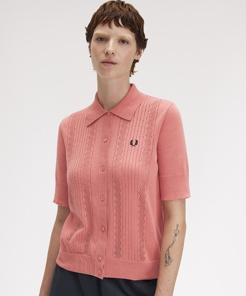 定番人気！ FRED PERRY ポロシャツ ポロ Pointelle Detail Knitted Polo トップス