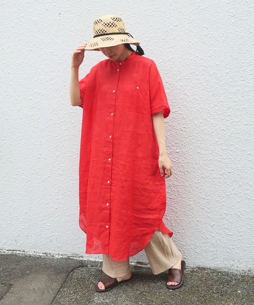 yuni 100％ リネンシャツワンピース yuni シャツワンピース ウォッシュリネン ワンピース : ZOZOTOWN
