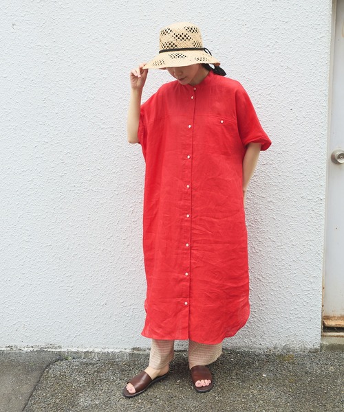 yuni Cupra/Cotton/Linen シャツワンピース yuni（ユニ ）の「○Cupra/Cotton/Linen Gometric pattern