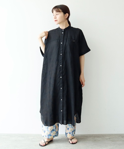yuni Cupra/Cotton/Linen シャツワンピース yuni（ユニ ）の「○Cupra/Cotton/Linen Gometric pattern