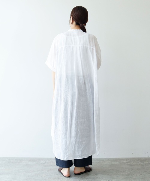 yuni リネン半袖ワンピース 麻100% フリーサイズ 美品 yuniユニ リネン半袖ワンピース 麻100% フリーサイズ