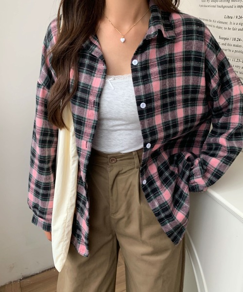 2ly2 ブラウス シャツ カジュアル可愛い♪ チェックシャツジャケット