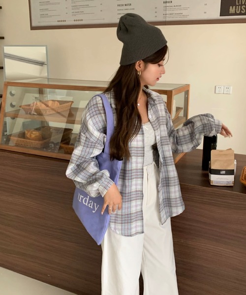 2ly2 ブラウス シャツ カジュアル可愛い♪ チェックシャツジャケット