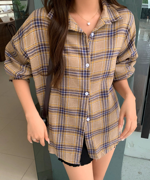 2ly2 ブラウス シャツ カジュアル可愛い♪ チェックシャツジャケット