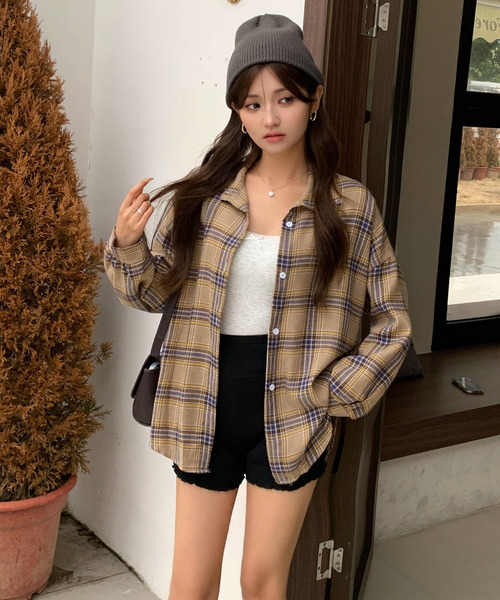 Y's ジャケット　ブラウス　シルク　チェック 2ly2 ブラウス シャツ カジュアル可愛い♪ チェックシャツジャケット