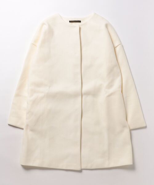 「おしゃれスタ」 ノーカラーコート M ホワイト レディース_画像4