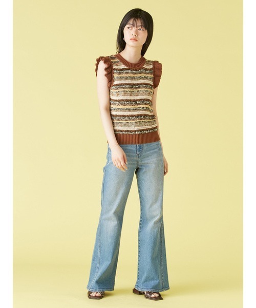 ストレッチフレアデニムパンツlily brown WEB限定00サイズ】ストレッチフレアデニムパンツ（デニムパンツ