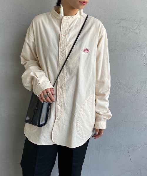 「DANTON」 ワンポイント長袖ブラウス 38 ホワイト レディース Danton 「DANTON」 長袖シャツ 38 ホワイト レディース