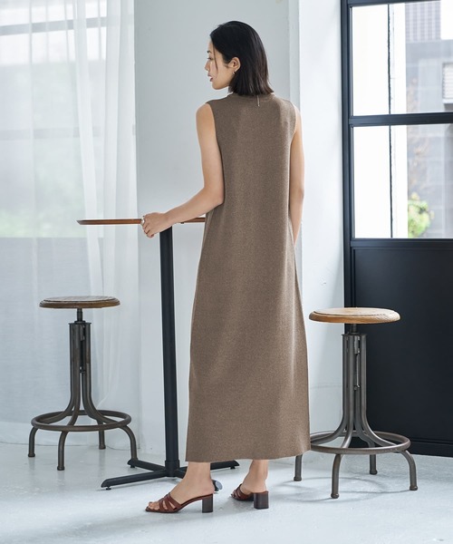STYLE DELI dress 羽織り付きワンピースセットアップ ノースリーブ STYLE DELI ワンピース ニュアンス糸のシャリ感ノースリIライン