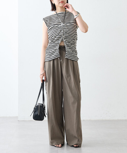 定価10万 MISSONI 近年品 ボーダー タンクトップ リブニット 40 mystic タンクトップ ノースリーブ ベアドッキングボーダー