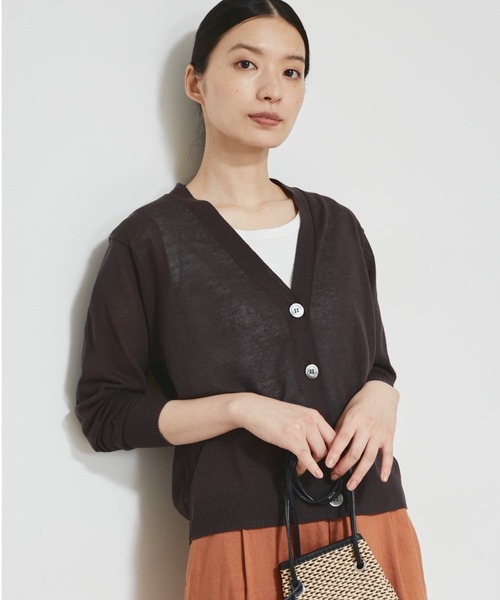 「human woman」 ニットカーディガン MEDIUM ブラウン レディース