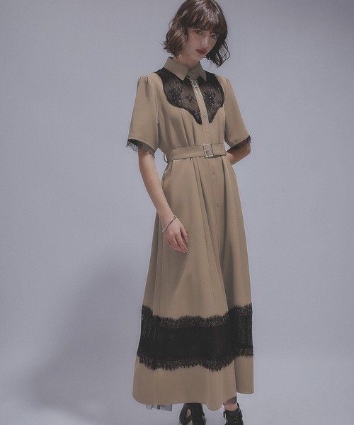 【HARE×Goshow】ガラレースドッキングキャミワンピース HARE ワンピース レースリボンキャミワンピース(HARE