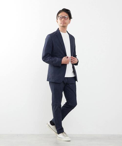 【ネイビー】プリントテックサッカーコンフォートパンツ(セットアップ可) MEN'S MELROSE スラックス プリントテックサッカーコンフォートパンツ