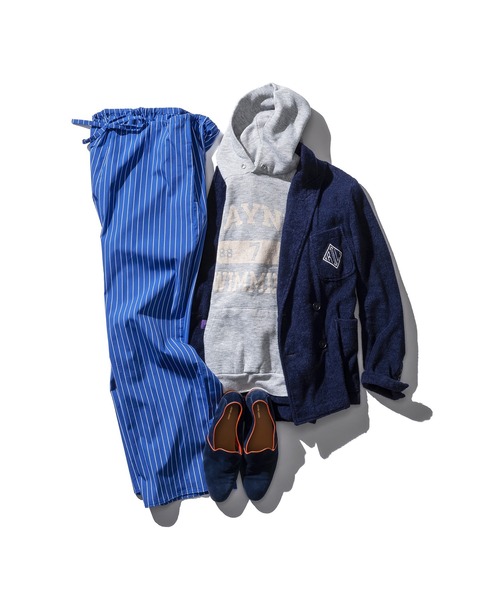 PUEBCO パンツ COTTON STRIPE REGULAR PANTS Blue M メンズ