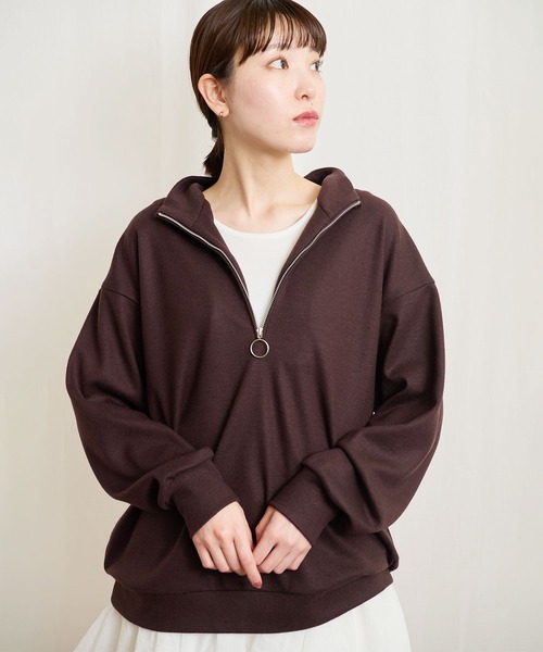 トップス holk lowgauge cotton knit fig London（フィグロンドン） tシャツ ○HALF zip pullover