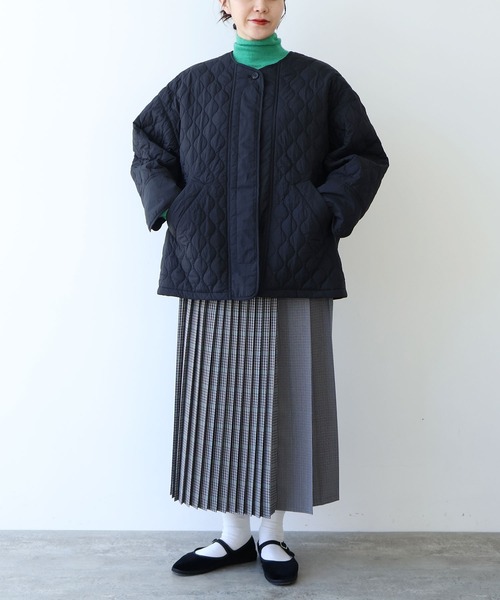 yuni スカート ウールポリエステルCheck switch pleated スカート