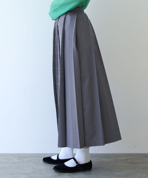 yuni スカート ウールポリエステルCheck switch pleated : ZOZOTOWN