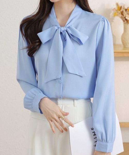Spick & Span✨ボウタイ シャツ ボリュームリボンブラウス 長袖 F ボウタイブラウス（シャツ／ブラウス）｜Spick & Span（スピック