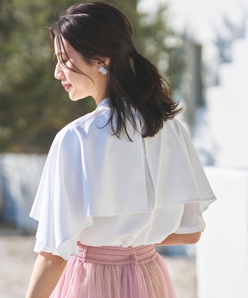 「RUIRUE BOUTIQUE」 半袖ブラウス S ライトグレー レディース_画像5