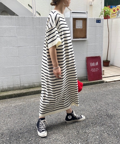 【お値下げ】ノットソービック　ワンピース　120㎝ I-SOOK ワンピース ボーダーニットロングワンピース(comochi