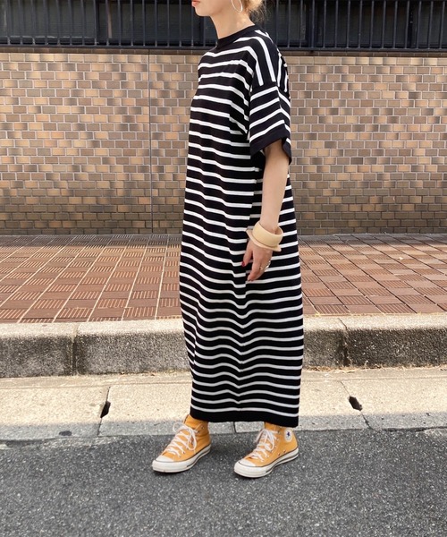 I-SOOK（アイスー） ワンピース ボーダーニットロングワンピース