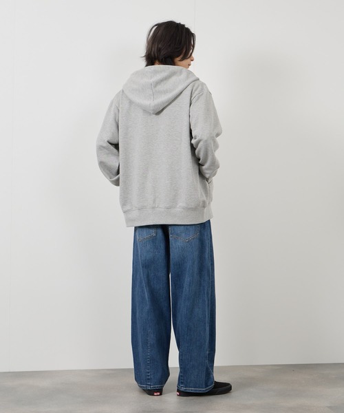 ネイビー 裏毛素材 フロントジップ パーカー　最終値下げ NAVY パーカー 「NAVY/ネイビー」 裏毛ZIPフーディー ユニセックス