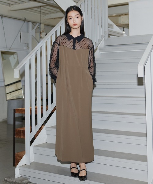 ANDRESD ドレス クロスビーズシャツライクドレス / cross beads shirt