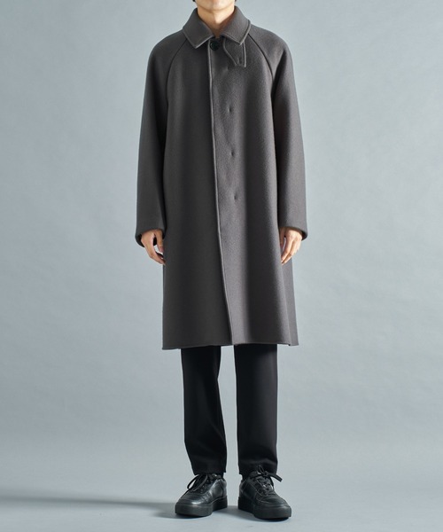 STUDIOUS ステュディオス リバーメルトンバルカラーコート ブラック STUDIOUS（ステュディオス） ステンカラーコート 1 ブラック メンズ