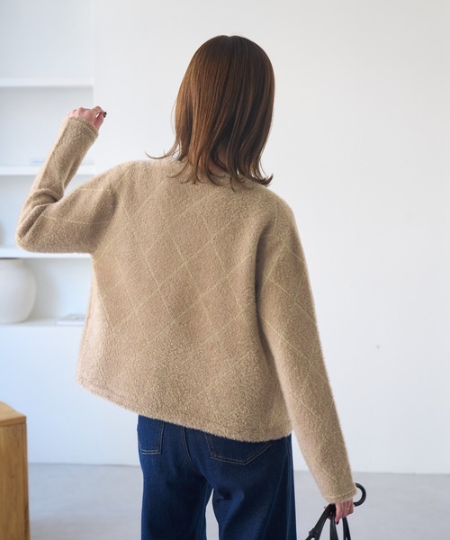 極美品 ROPE ノーカラー ラメ 入り カーディガン ライトベージュ ROPE' - 極美品 ROPE ノーカラー ラメ 入り カーディガン ライト