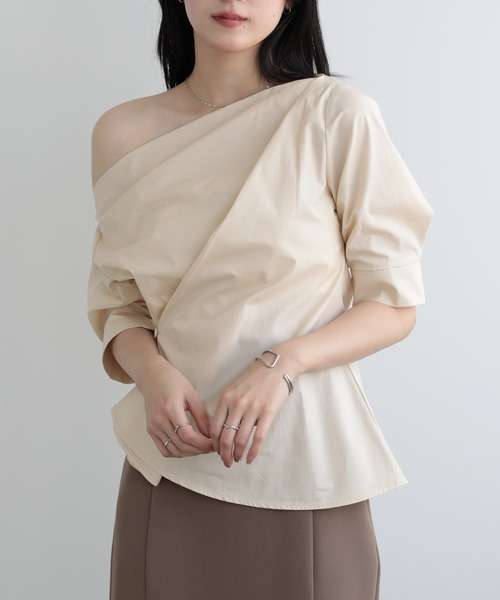 LUMIRA ブラウス シャツ オフショルダー 肩出し半袖トップス 