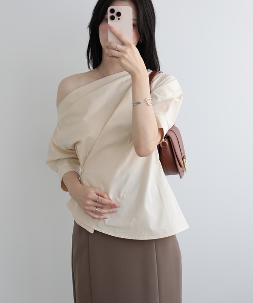 LUMIRA ブラウス シャツ オフショルダー 肩出し半袖トップス 