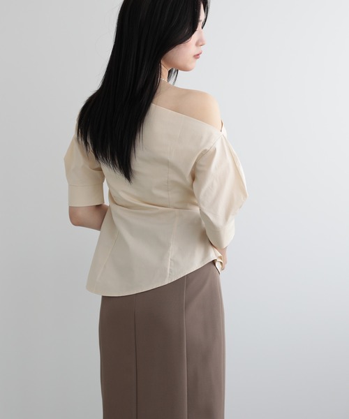 LUMIRA ブラウス シャツ オフショルダー 肩出し半袖トップス 