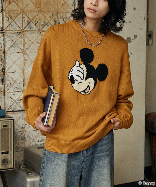 ミッキーマウス ベージュ セーター M ディズニー BEAMS 100周年